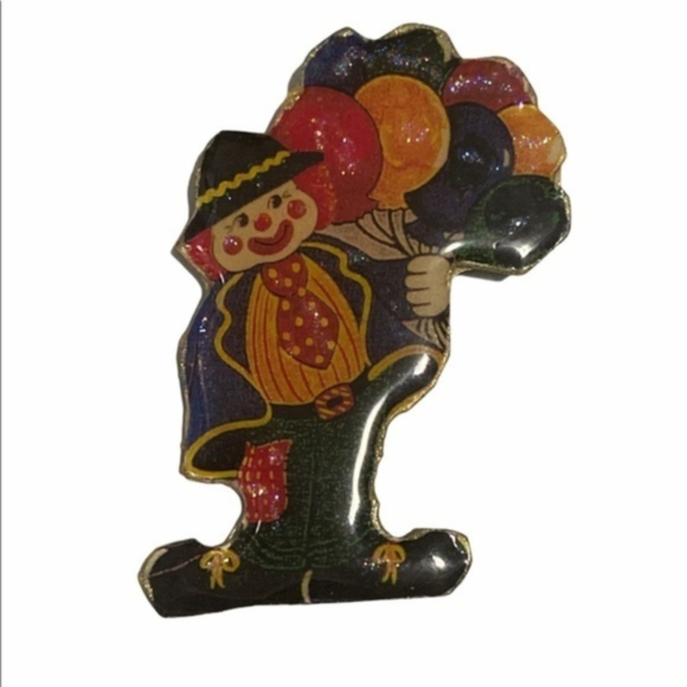 Vintage Clown With Balloons Pin